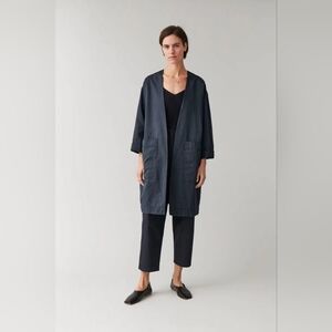COS Navy Cotton Oversized Minimalist Artist Jacket EU 36 S/M